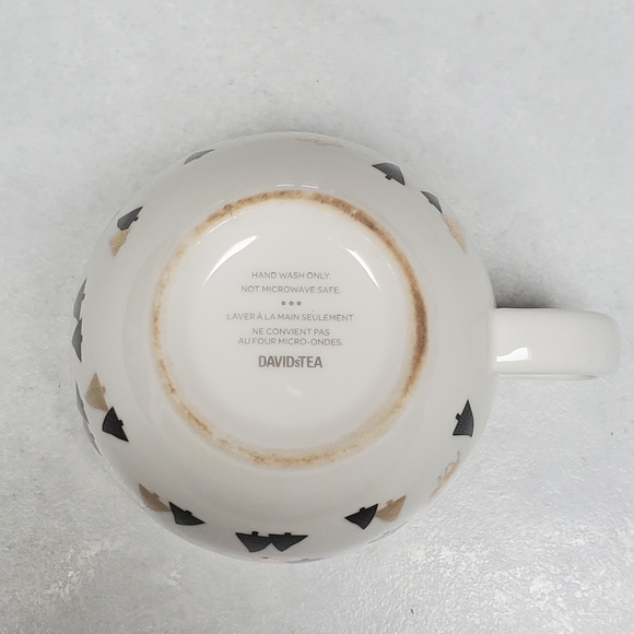 David's Tea Deer Latte Mug Cup Gold White and Black 18 oz - Picture 6 of 6